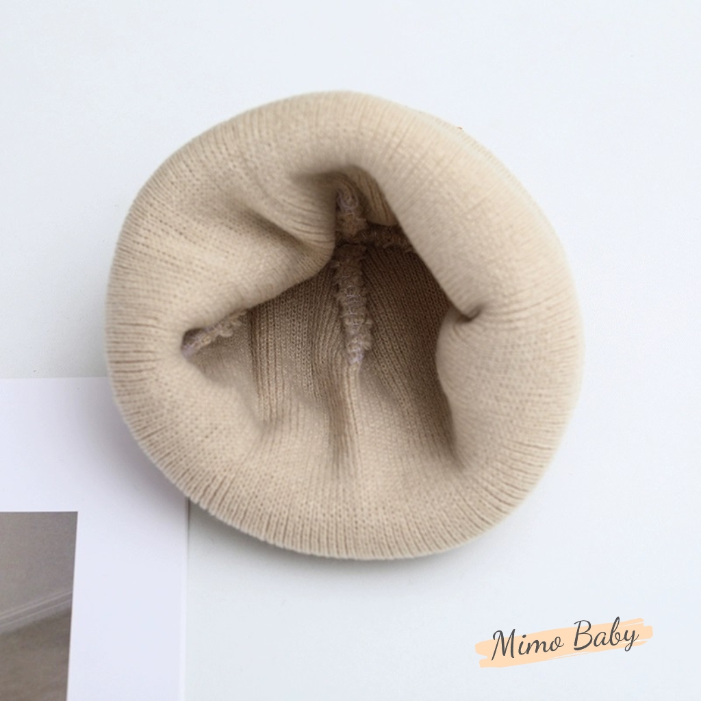 Mũ nón len mùa đông dáng beanie đính gấu bông dễ thương cho bé ML190 Mimo Baby