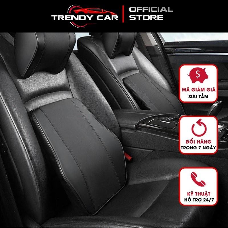 Gối Tựa Lưng Ô Tô Cao Su Non Bọc Da Cao Cấp , Gối Tựa Đầu Dùng Cho Xe Ô Tô, gối công thái học chống mỏi, thoáng khí - Be - Da