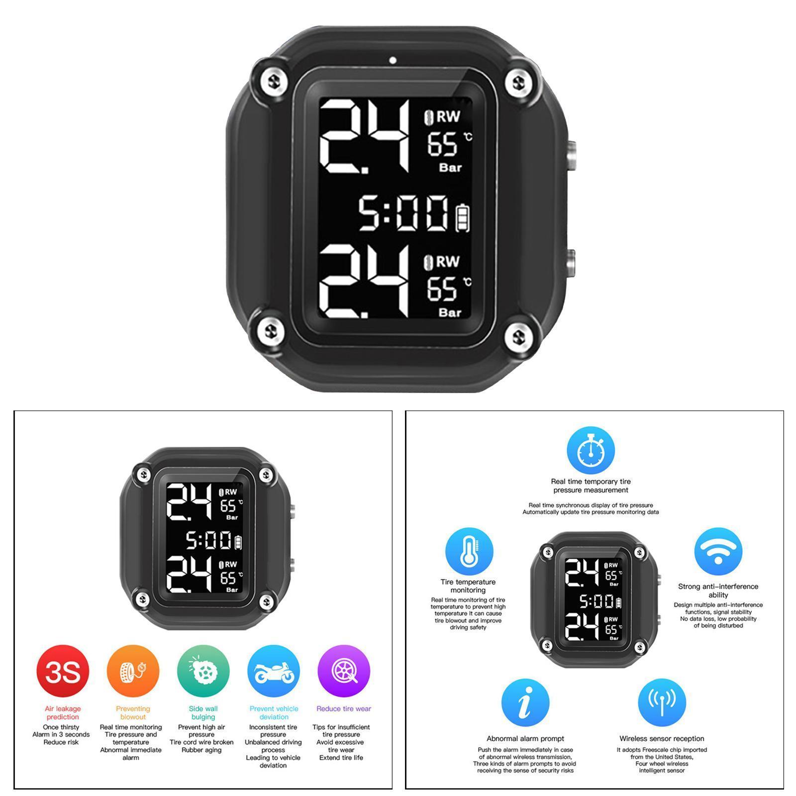 Motorcycle  Tire Pressure Monitoring System Warning Gauge Easy install