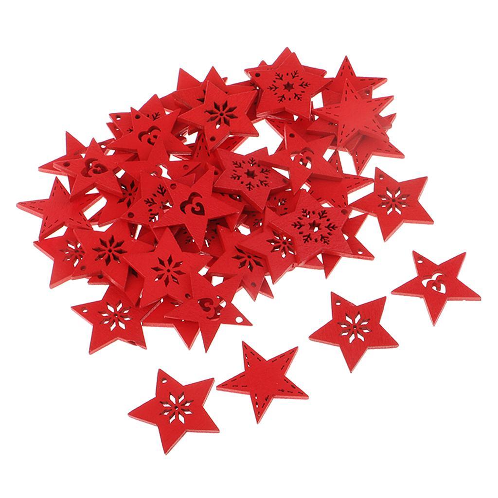 100pcs Unfinished Wood Carved Star Cutout Shapes Wooden Pieces Embellishment