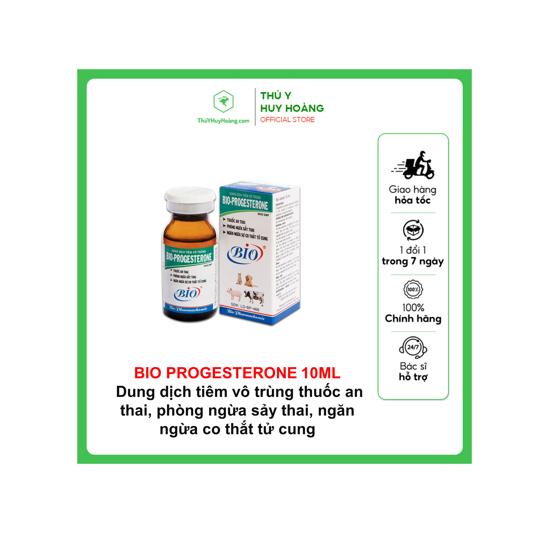 BIO PROGESTERONE 10ML Dung dịch tiêm vô trùng thuốc an thai, phòng ngừa sảy thai, ngăn ngừa co thắt tử cung