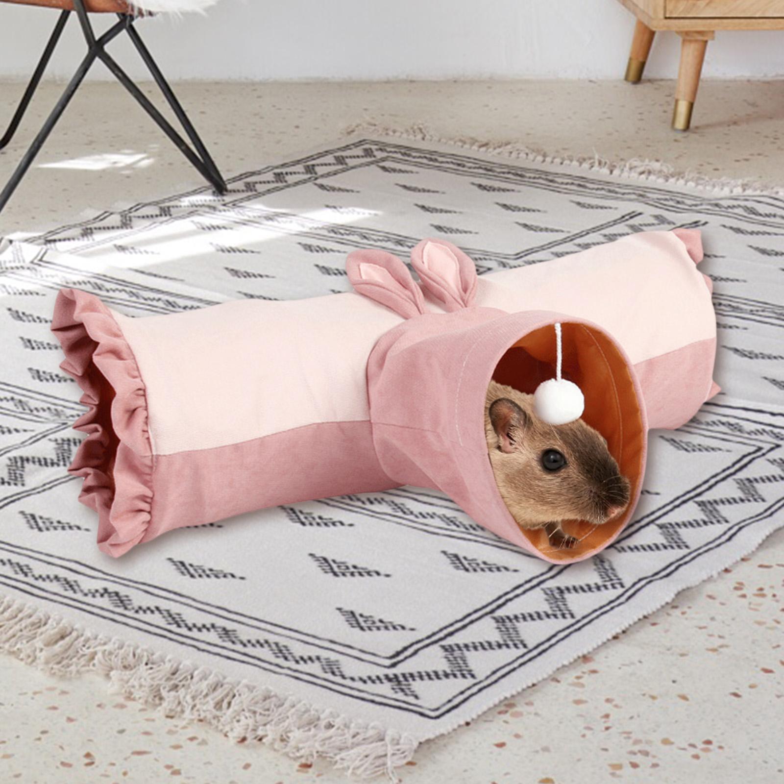 2pcs Guinea Pig Tunnel Collapsible Play Toy Pet Hideout For Hamster Mice