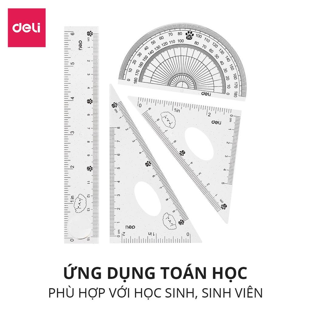 Bộ Thước Kẻ Eke Đa Năng 4 Món Đóng Túi Bộ Dụng Cụ Học Tập Cho Bé - EH657