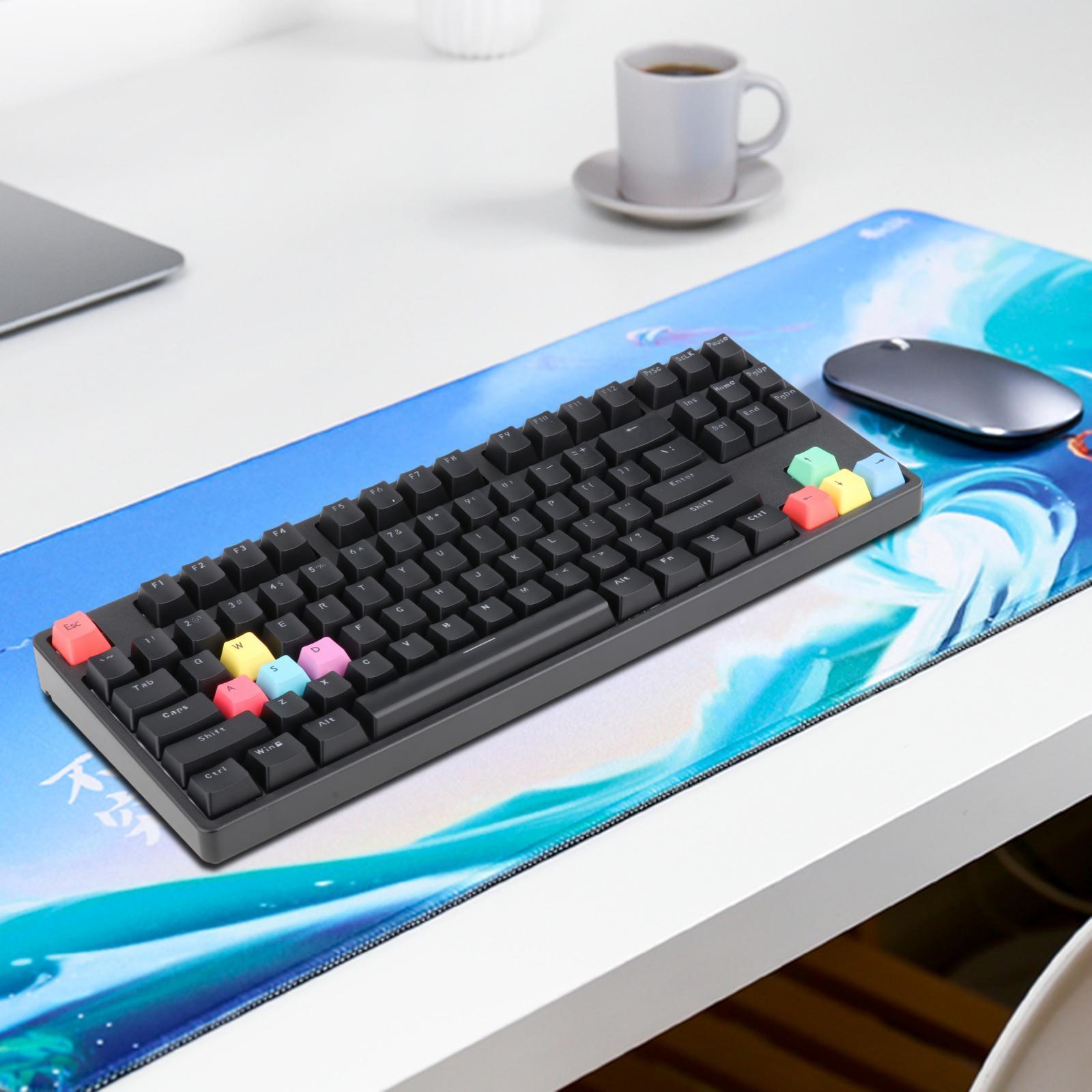 Mechanical Gaming Keyboard RGB LED Rainbow Backlit Wired Keyboard with Red Switches for Gaming PC (87 Keys)