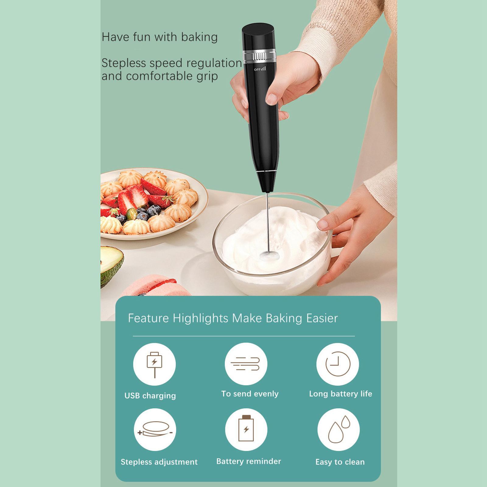 Milk Frother Drink Mixer  Whisk USB Charging for Latte Cappuccino