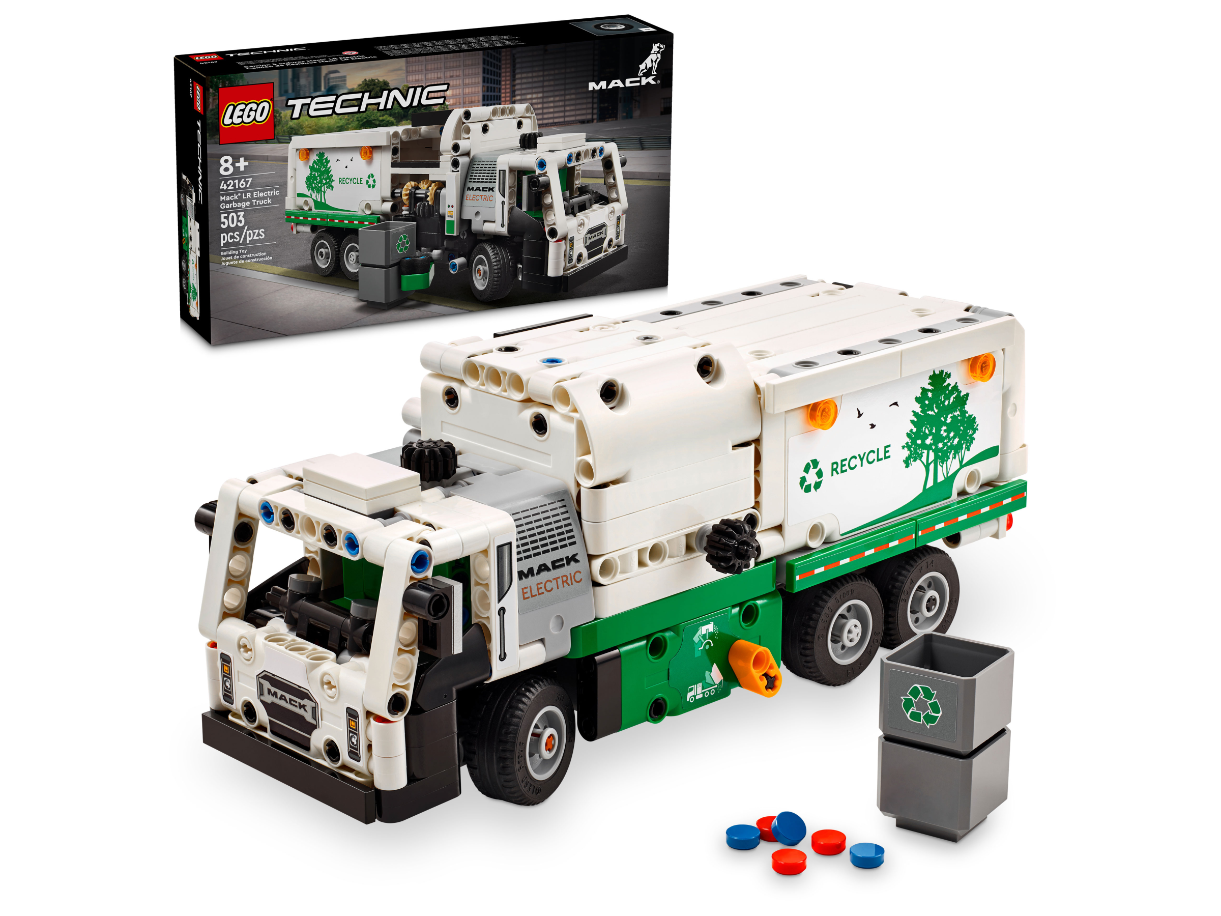 Đồ Chơi Lắp Ráp Xe Tải Rác Điện Mack LR - Mack LR Electric Garbage Truck - Lego Technic 42167 (503 Mảnh Ghép)