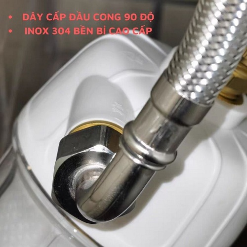 [HÀNG ĐẸP LOẠI 1]Dây cấp nước inox 304 đầu cong 90 độ cho không gian hẹp