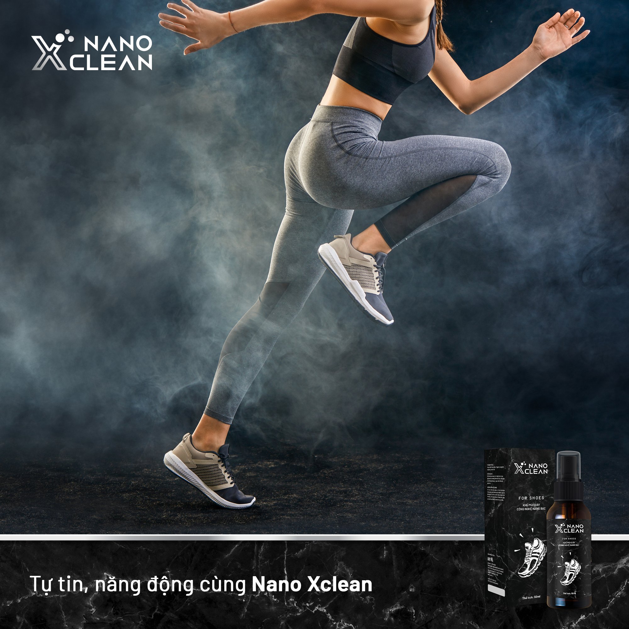 Chai Xịt Khử Mùi Giày Dép Nano Bạc Nano Xclean 50ml Hương Bạc Hà - Khử Mùi hôi giày, khử mùi hôi chân