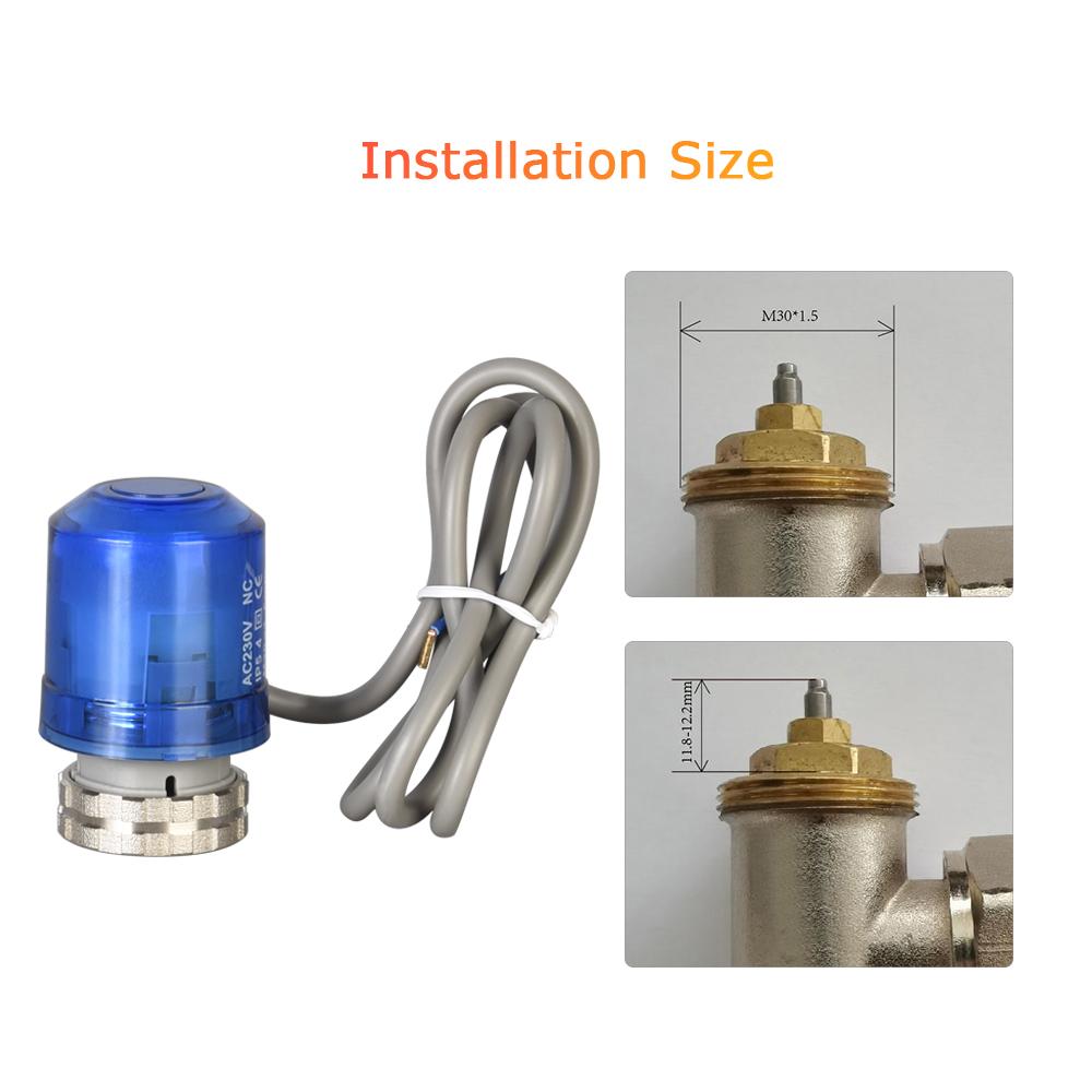 Thermal Actuator AC 230V Normally Close Electric Actuator M30 * 1.5 Thread for Floor Heating Thermostat