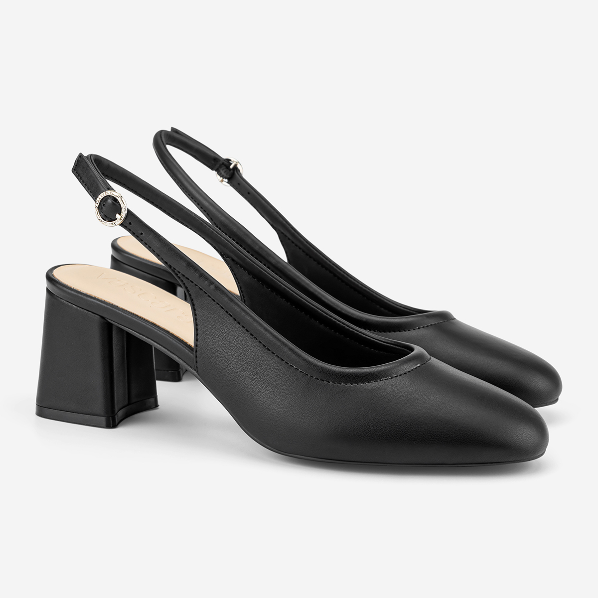 Vascara Giày Slingback Block Heel Mũi Tròn - BMN 0719