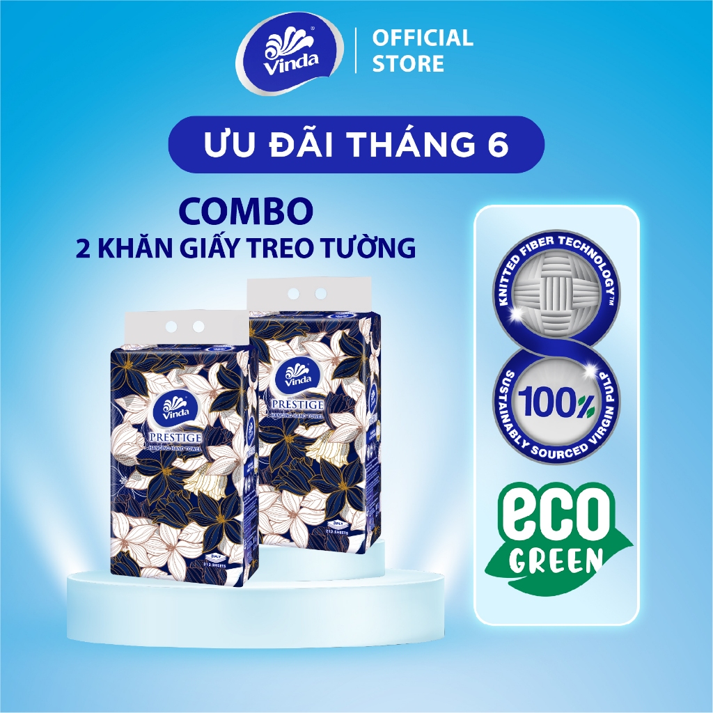 [2 GÓI KHĂN TREO TƯỜNG] Khăn giấy treo tường cao cấp Vinda Prestige 4D 3 lớp 212 tờ