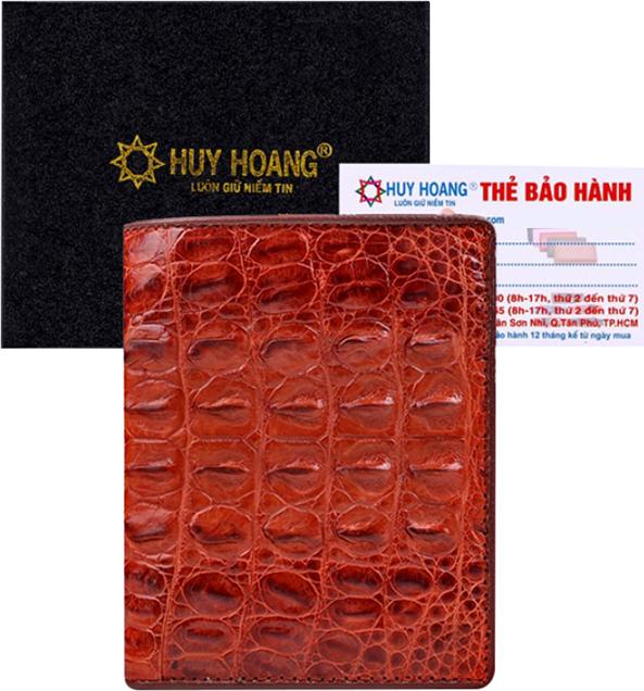 Ví Nam Da Cá Sấu Gai Đuôi Kiểu Đứng Huy Hoàng HT2259 - Nâu Đỏ