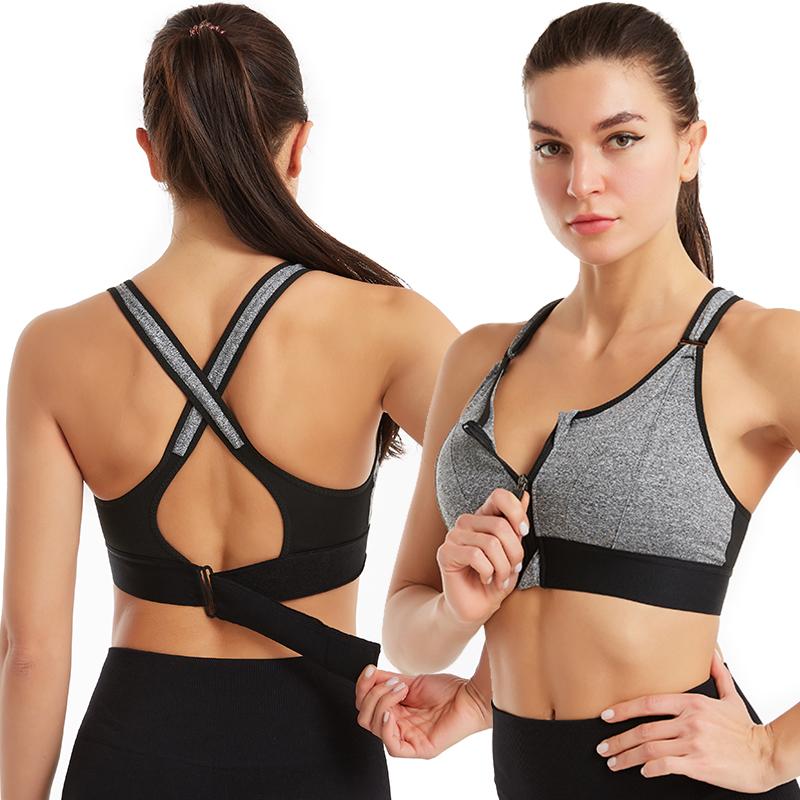 Của Áo Bra Thể Thao Nữ Tập Hợp Mà Không Thép Không Gỉ Nhẫn Có Thể Điều Chỉnh Dây Khóa Kéo Mặt Trước Tập Yoga Chạy Áo Vest Chống Sốc Quần Lót Plus Kích Thước