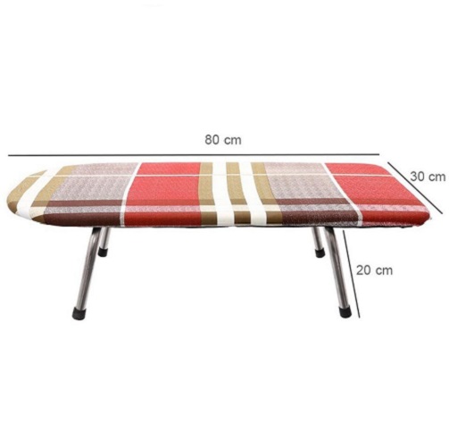 Bàn Để Ủi Quần Áo Kiểu Ngồi Lót Nhựa 30 x 80 cm, Có Gía Đỡ, 4 Chân Xếp Gấp Gọn