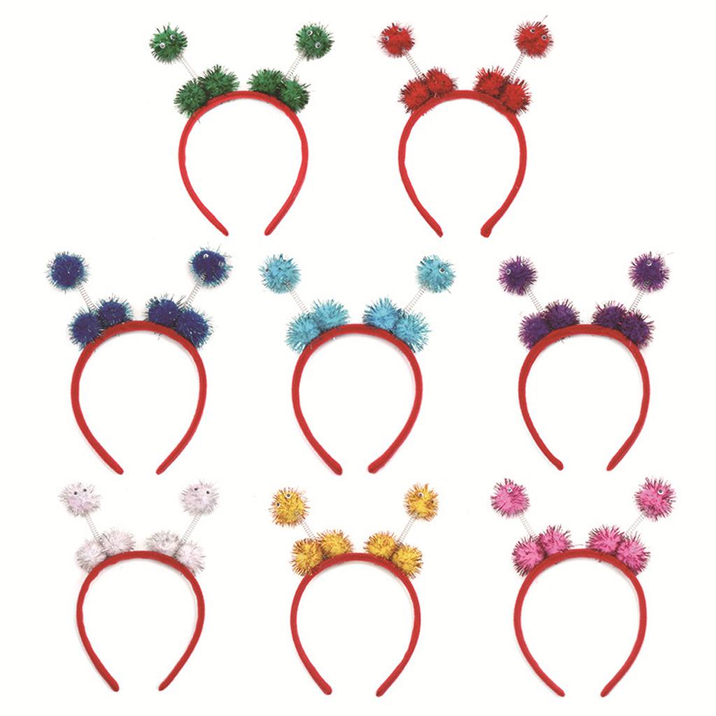 Kid Bee Pom Ball Headband Cosplay Costume Halloween Headwear Red