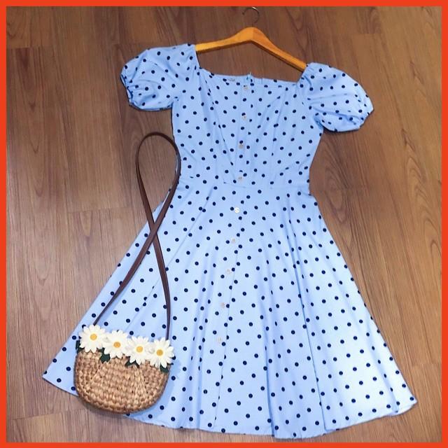 Đầm Xoè Ngắn Xanh Blue Bi