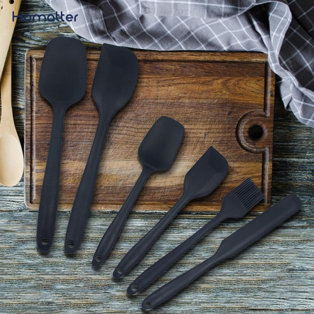 Homatter Thìa Silicone Bộ 6 Chiếc Ốp Scrapers Thìa Không Dính Bánh Nướng Chịu Nhiệt Dụng Cụ Nấu Ăn Dụng Cụ Nướng Bánh