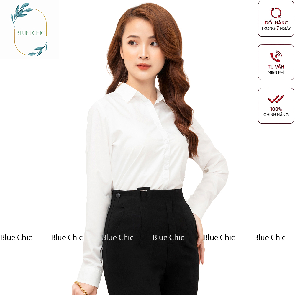 Áo sơ mi nữ Blue Chic công sở dáng suông vải mềm thoáng mát sơ mi dài tay nữ