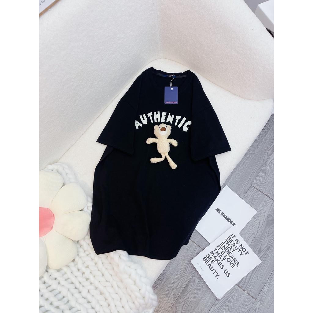 ĐẦM ĐI CHƠI, ĐẦM BABYDOLL CỔ TRÒN TAY NGẮN KÈM GẤU CỰC XINH, BẦU BÍ BON CHEN OKELA LUN Ạ