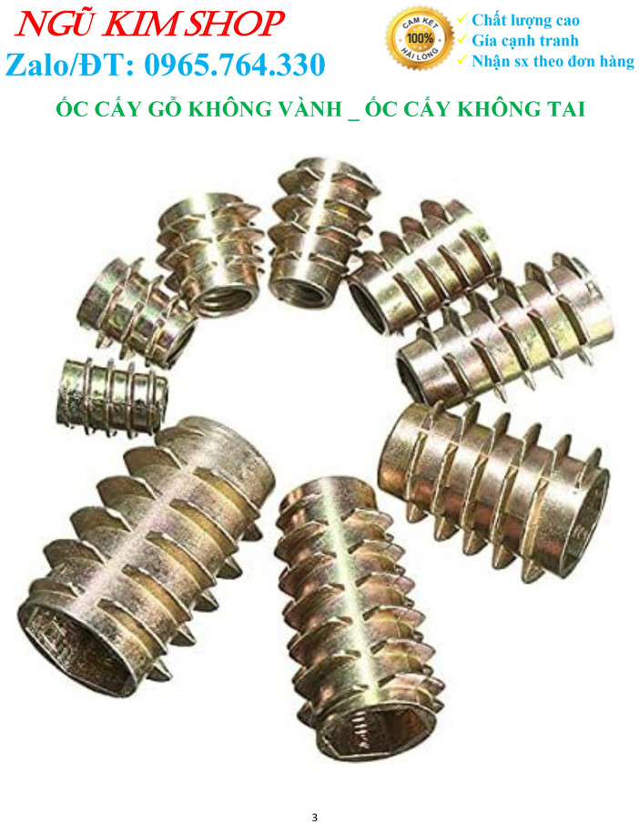 ỐC CẤY GỖ KHÔNG VÀNH _ ỐC CẤY KHÔNG TAI M4 -> M8