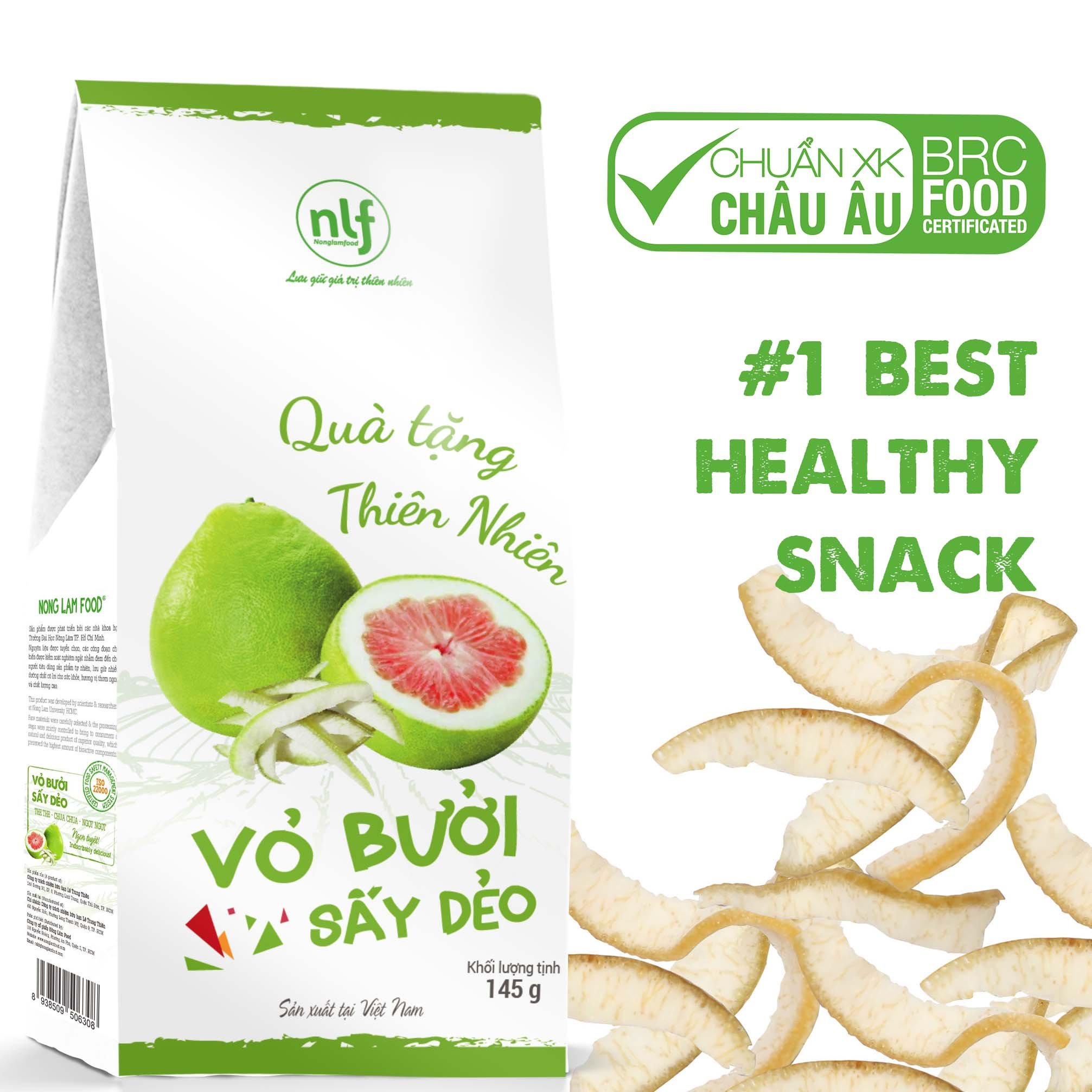 Vỏ bưởi sấy dẻo Nonglamfood hộp 145g | Ăn vặt tốt cho sức khỏe | Healthy Snack | Ăn vặt văn phòng | Trái cây sấy dẻo dinh dưỡng ăn liền | Ăn vặt giảm cân &amp; giữ dáng, đẹp da