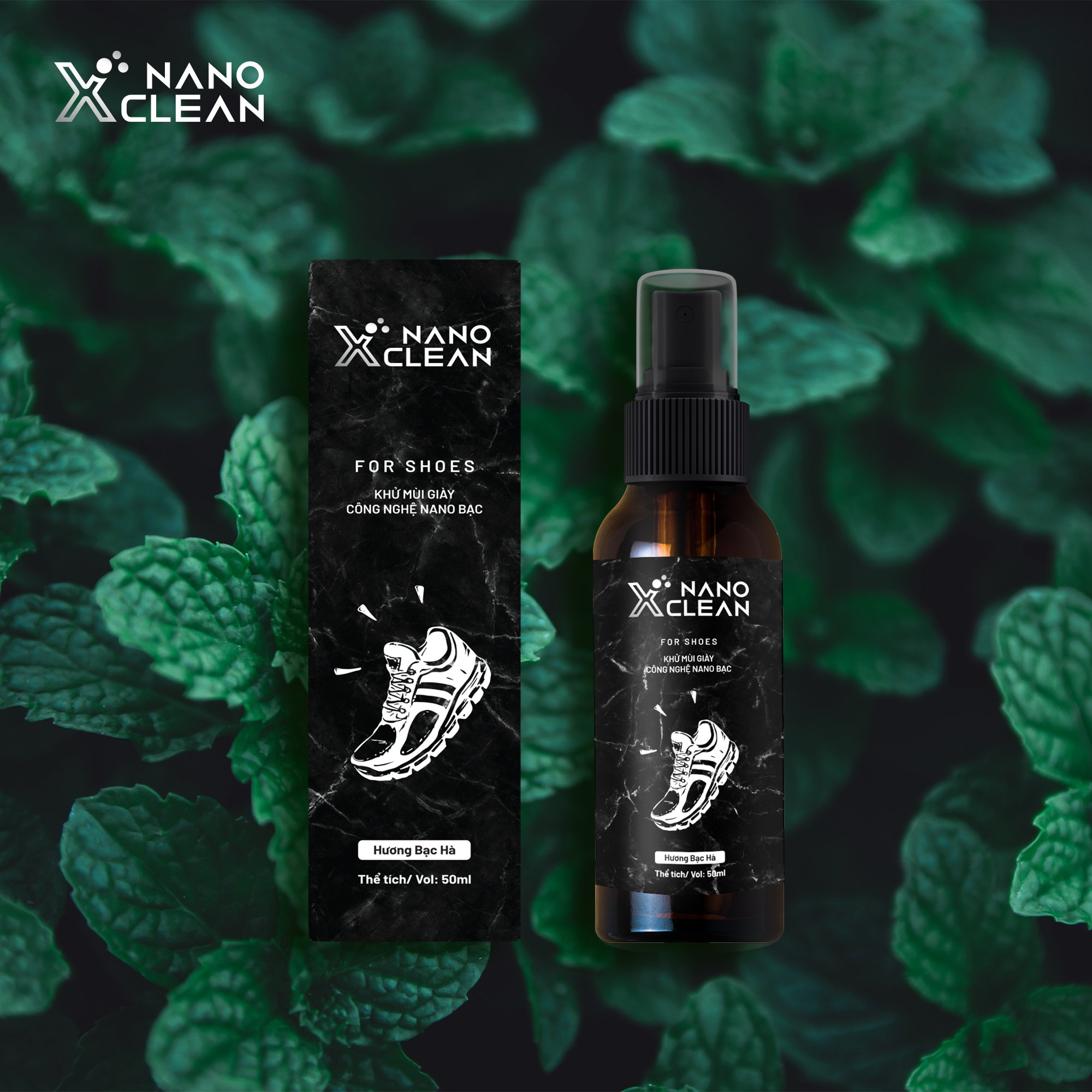 Chai Xịt Diệt Khuẩn Nano Bạc Khử Mùi Hôi Giày, Hôi Chân Nano Xclean For Shoes Dung tích 50ml và 100ml-Khử Khuẩn, Khử Mùi-Nano Bạc AHT Corp (AHTC)-Hương Bạc Hà