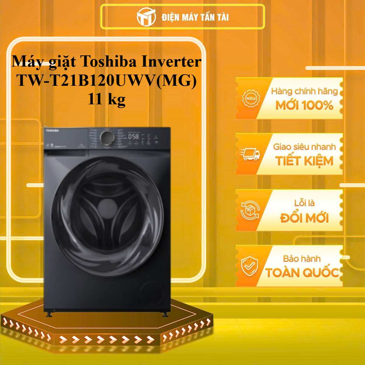 Máy giặt Toshiba Inverter 11 kg TW-T21B120UWV(MG) - HÀNG CHÍNH HÃNG - CHỈ GIAO HCM
