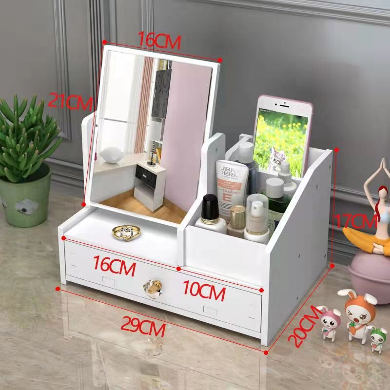 Kệ đựng mỹ phẩm gương trang điểm xoay 360 sang trọng tiện ích