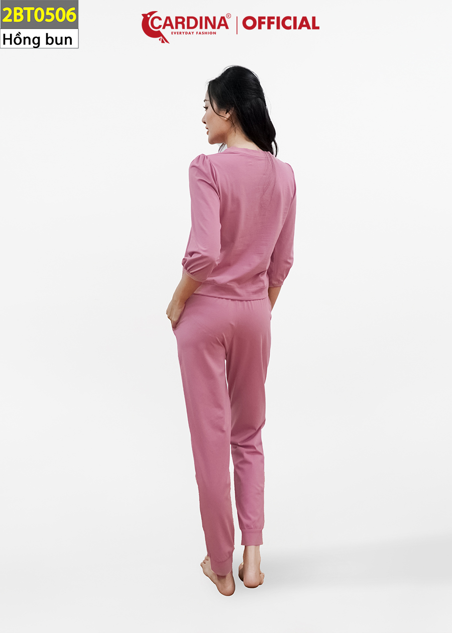 Đồ Bộ Nữ Quần Dài Tay Lỡ Bo Chun Chất Cotton Cao Cấp Kiểu Dáng Năng Động Tôn Vóc Dáng 2BT05