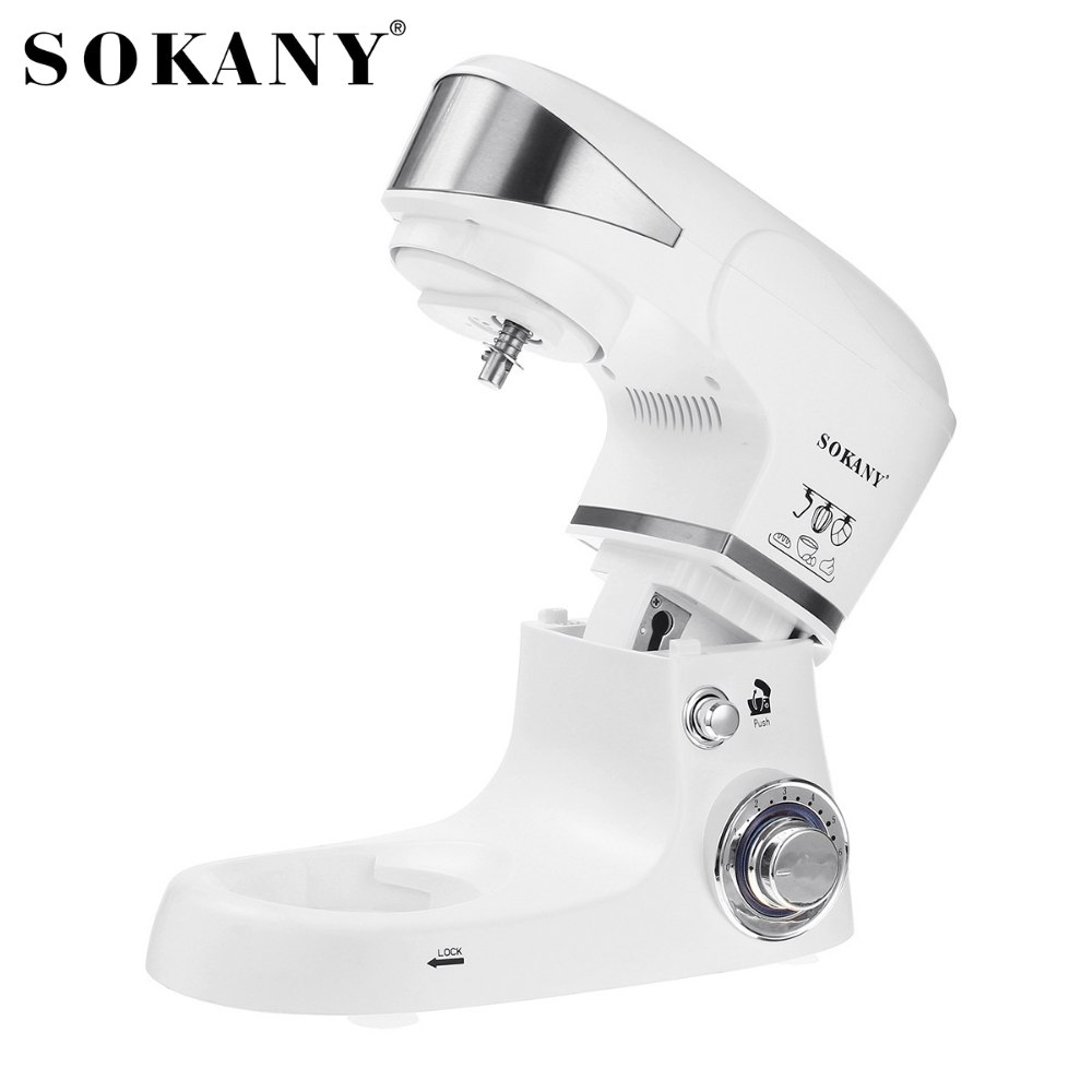 Máy nhào bột, trộn bột đánh trứng để bàn SOKANY SC-206, công suất cao 1000W, cối inox 5L trộn bột, nhào bột tự động - HÀNG CHÍNH HÃNG