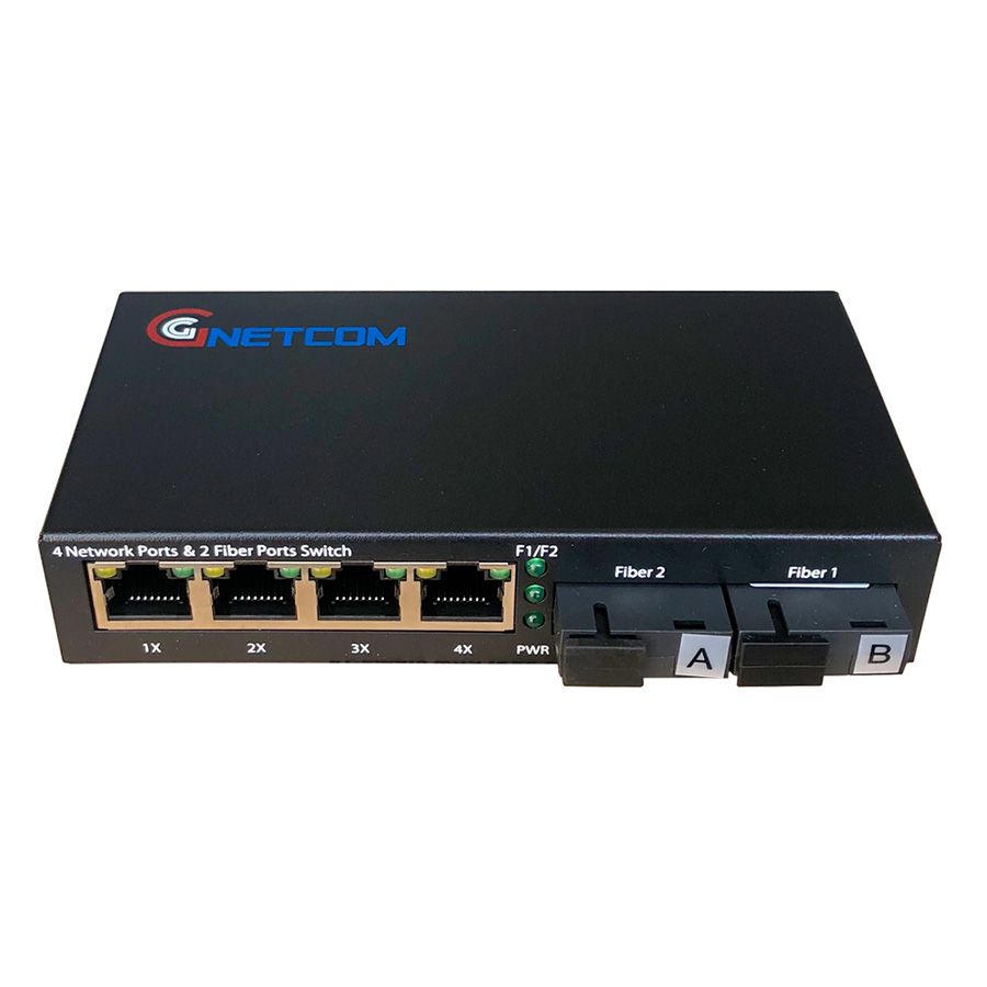 Switch quang chuyển tiếp Gnetcom HL-2F4E-1000 | 2 port fiber,4 lan 10/100/1000MB - Hàng Chính Hãng