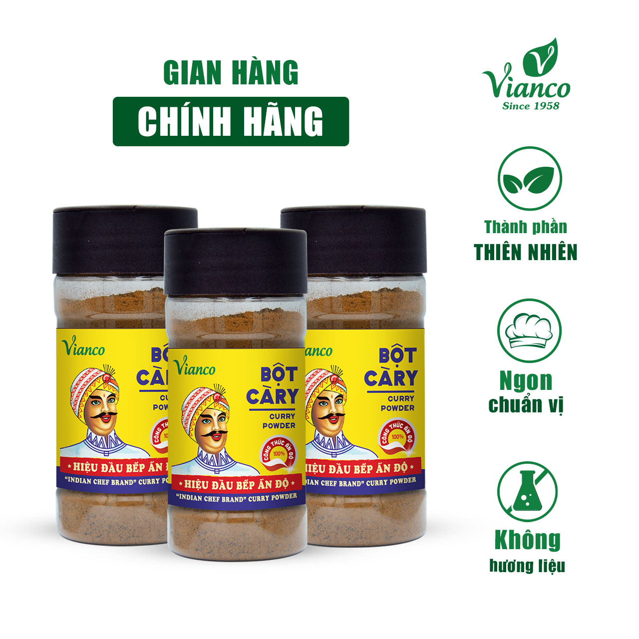 Combo 3 hũ Bột Cà Ri Việt Ấn (50gr/hũ)