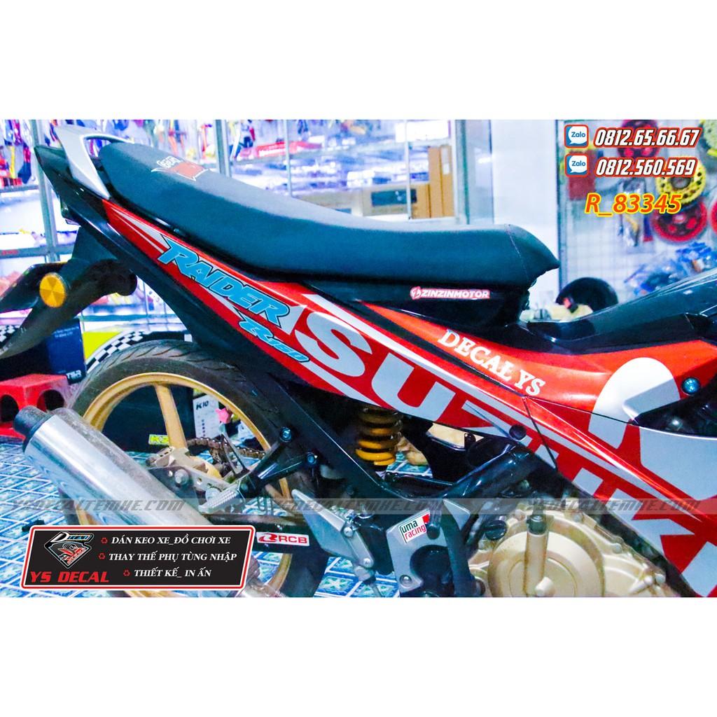 Tem rời xe Raider xăng cơ đỏ bạc