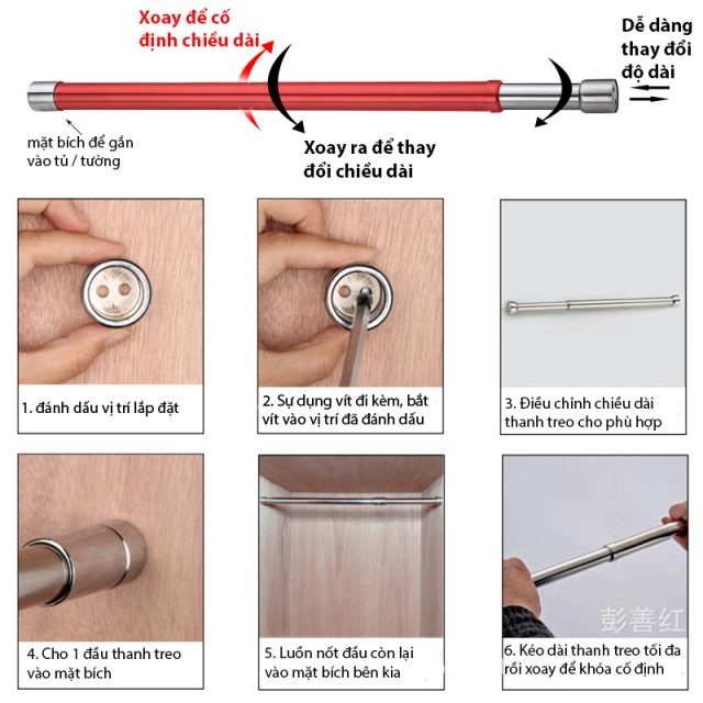 Thanh treo quần áo đa năng thay đổi kích cỡ HT02