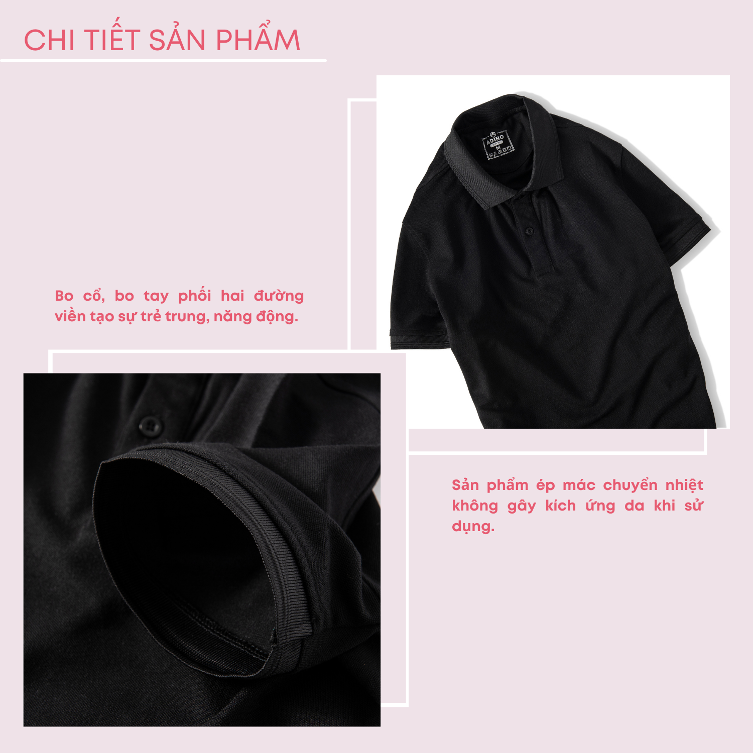 Hình ảnh Áo polo nữ màu đen phối viền chìm ADINO vải cotton polyester mềm dáng slimfit công sở hơi ôm trẻ trung APN03