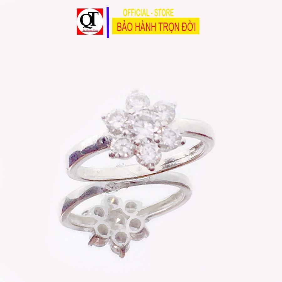 Nhẫn trẻ con hoa mai cho bé gái chất liệu bạc ta gắn đá trắng sáng trang sức Bạc Quang Thản – QTTC4