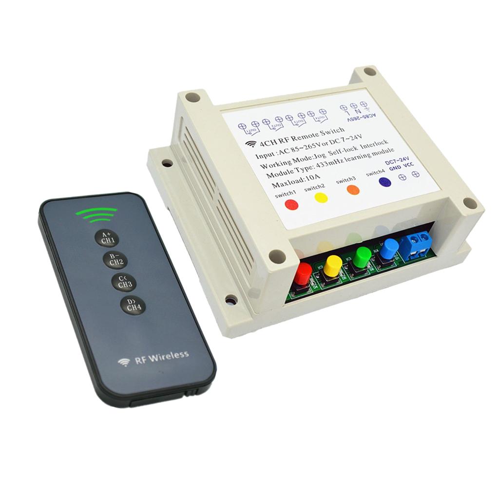 4 Key 4 Channel 433MHz Wireless Remote Intelligent Switch Controller