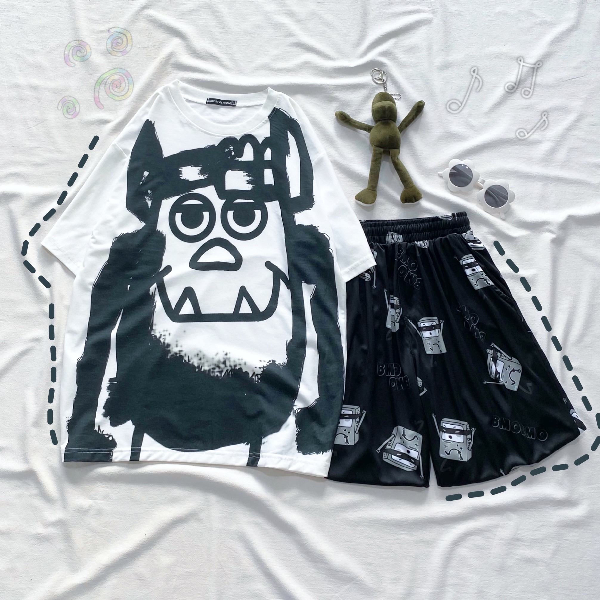 Quần Đùi Hoạt Hình Short Cartoon V2 Oversize Ulzzang Unisex Dáng Rộng - MM