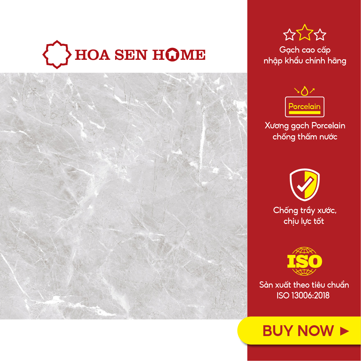 Gạch men ốp lát LUSTRA INSPA0800800003 loại gạch granite vân đá tự nhiên, độ dày 9.4mm, gạch 1 face, kích thước 800mmx800mm, thùng 3 viên - Hàng chính hãng