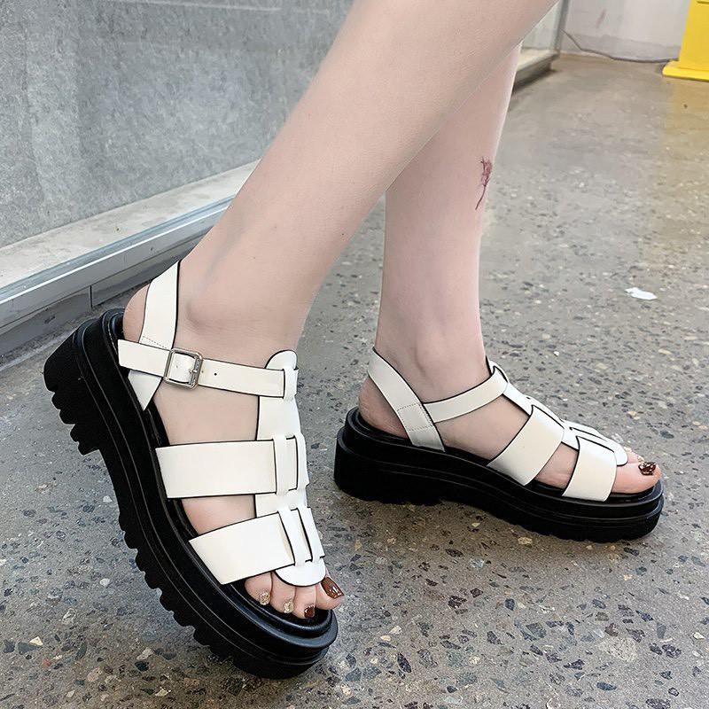 Sandal Nữ Độn Đế Học Sinh Quai Đan Chiến Binh Đế Êm