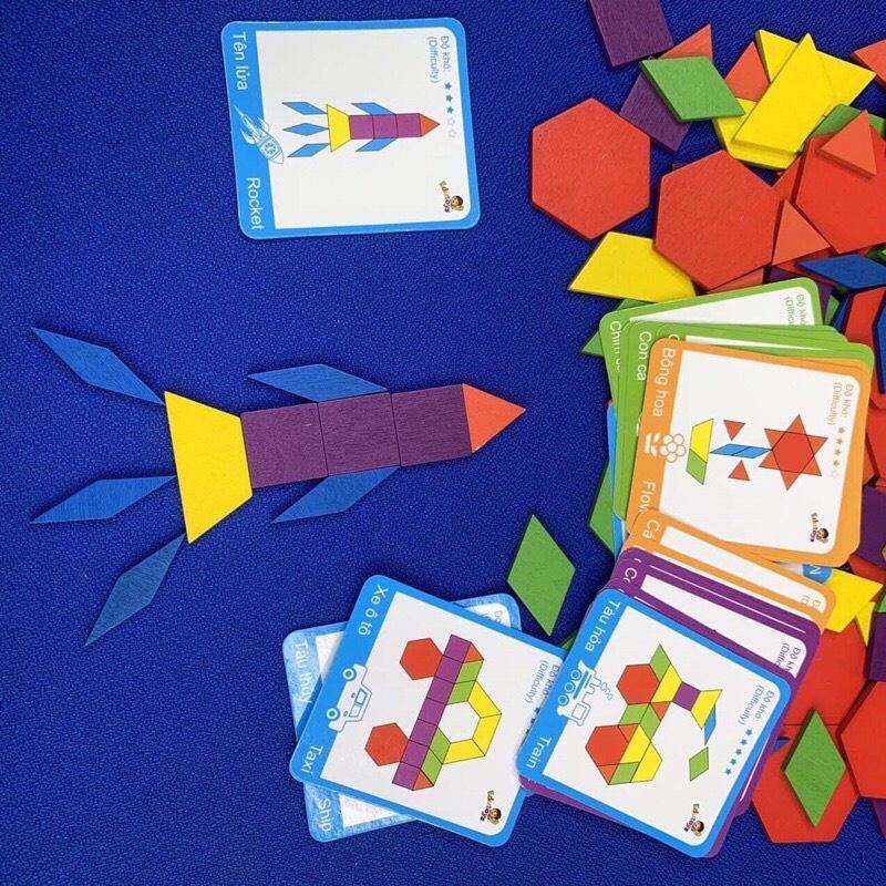 GHÉP HÌNH MONTESSORI, BỘ155 Chi Tiết CHO BÉ THỎA SỨC SÁNG TẠO- CÓ KÈM ĐẾ LÓT
