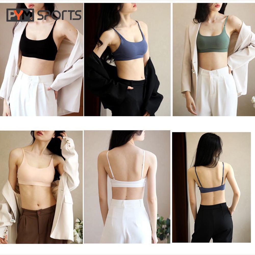 Áo bra 2 dây tập Yoga - Gym PYMSPORT - PYMBR026, chất thun lạnh co giãn tốt nâng đỡ ngực, 5 màu cho bạn lựa chọn