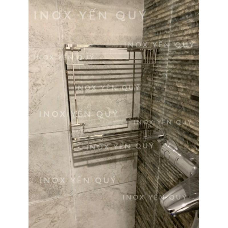 KỆ THẲNG INOX 2 TẦNG NAN DẸT ĐẶC INOX 304