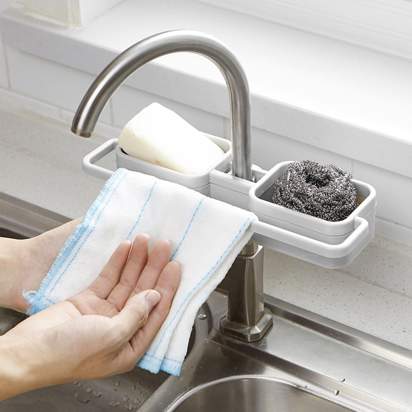 Faucet Drain Rack Sponge Dishcloth Shower Sink Storage Holder for Countertop