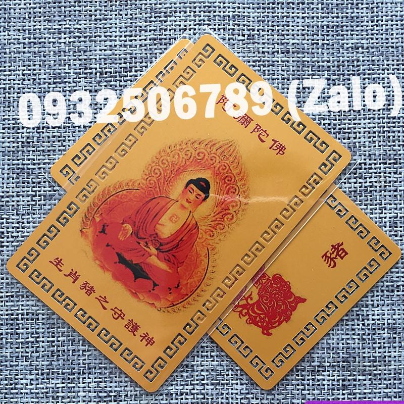 Kim Bài Phật Bản Mệnh - TUỔI HỢI - PHẬT A DI ĐÀ bỏ túi ví, ốp đt, Bình An May Mắn
