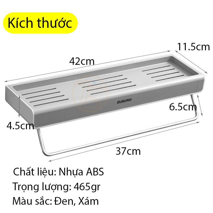 Kệ Dán Tường Để Đồ Ousuwo Có Giá Treo Khăn Trong Nhà Tắm, Nhà Bếp