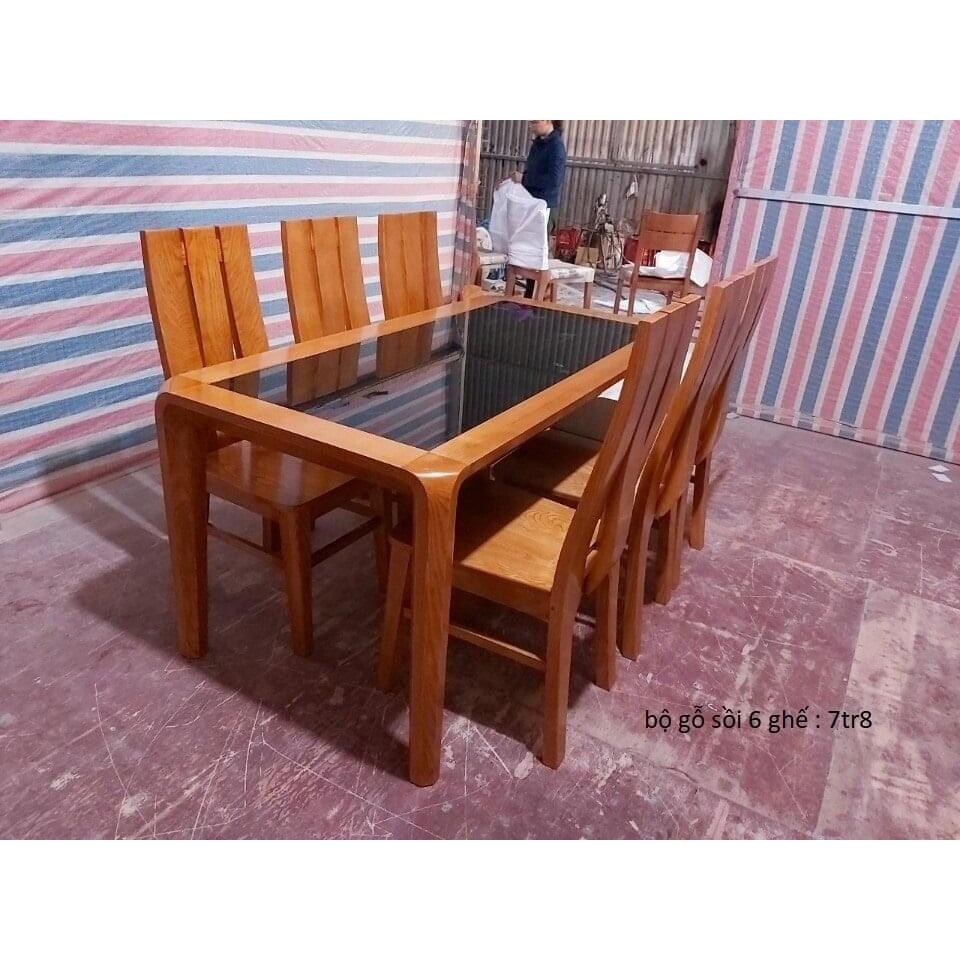 Bàn ăn 6 ghế gỗ sồi mẫu 2