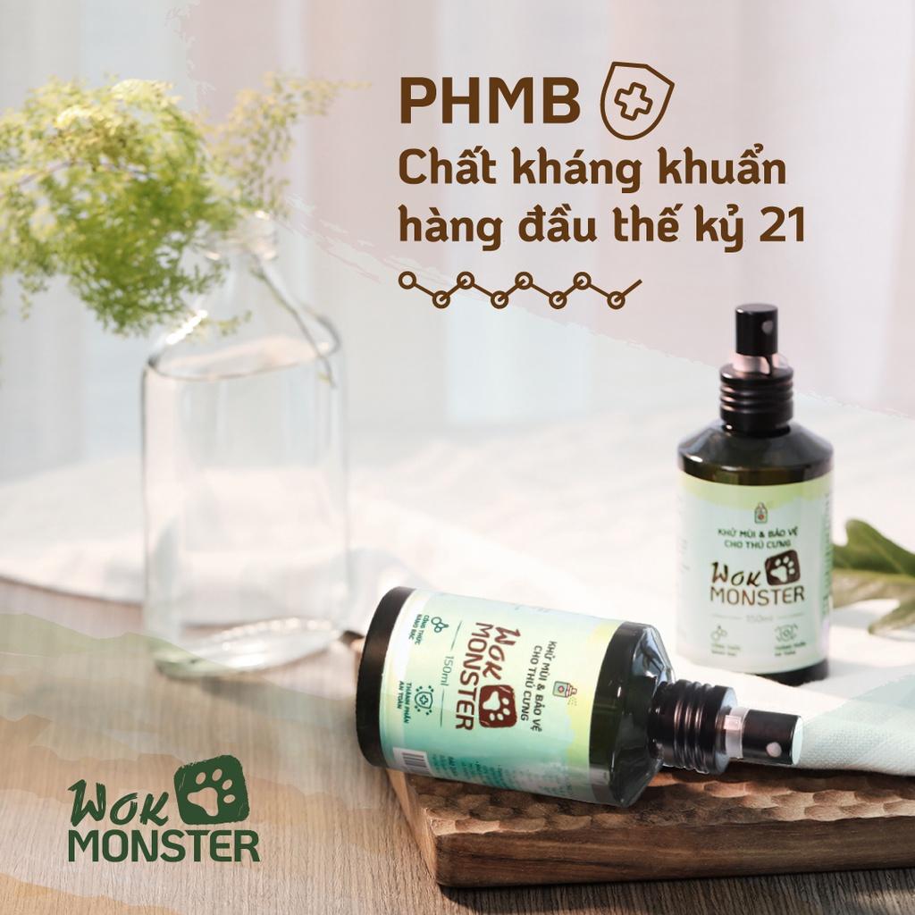 WOK MONSTER- Xịt thơm khử khuẩn, khử mùi và bảo vệ thú cưng- Thành phần an toàn