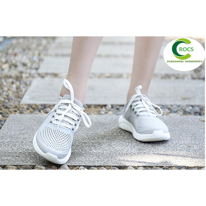 Giày nhựa đi mưa chống hôi chân -Croslite-Literide-Pacer màu Trắng bạc