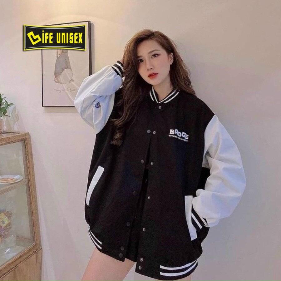 Áo Khoác Dù Nam Nữ 2 Lớp Form Rộng Cao Cấp Họa TIết Thêu Chữ BADGE Phối Nút Bấm Thời Trang Hot Trend